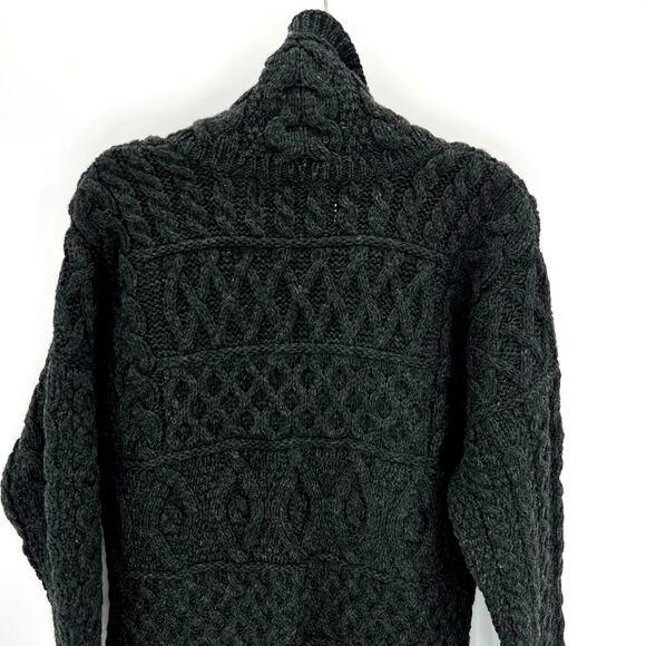 Aran Sweater Market Ireland Merino wool fisherman full zip long cardigan - Picture 6 of 8